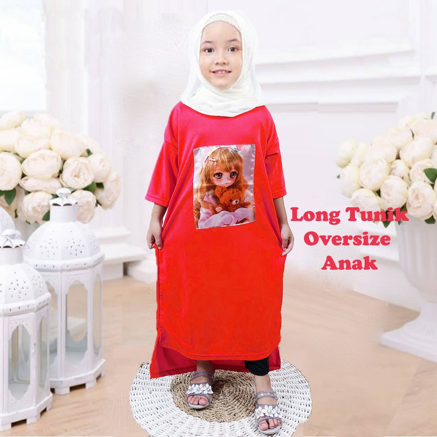 LONG TUNIK DRESS ANAK ANIME GIRL LUCU CANTIK DOLL MANIS OVERSIZE 2-13tahun GL FASHION