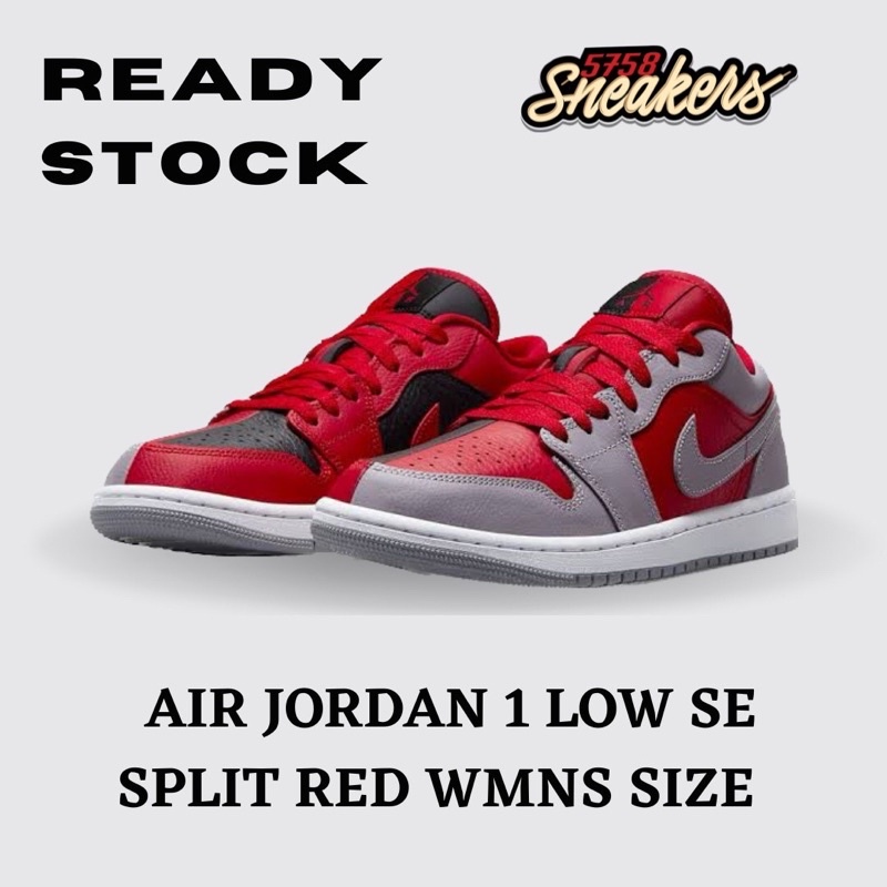 Air Jordan 1 Low SE Split Red Women 100% Original
