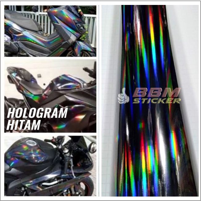 Sticker skotlet pelangi hologram hitam / Sticker skotlet motor / skotlet chrome/ Stiker hologram tid