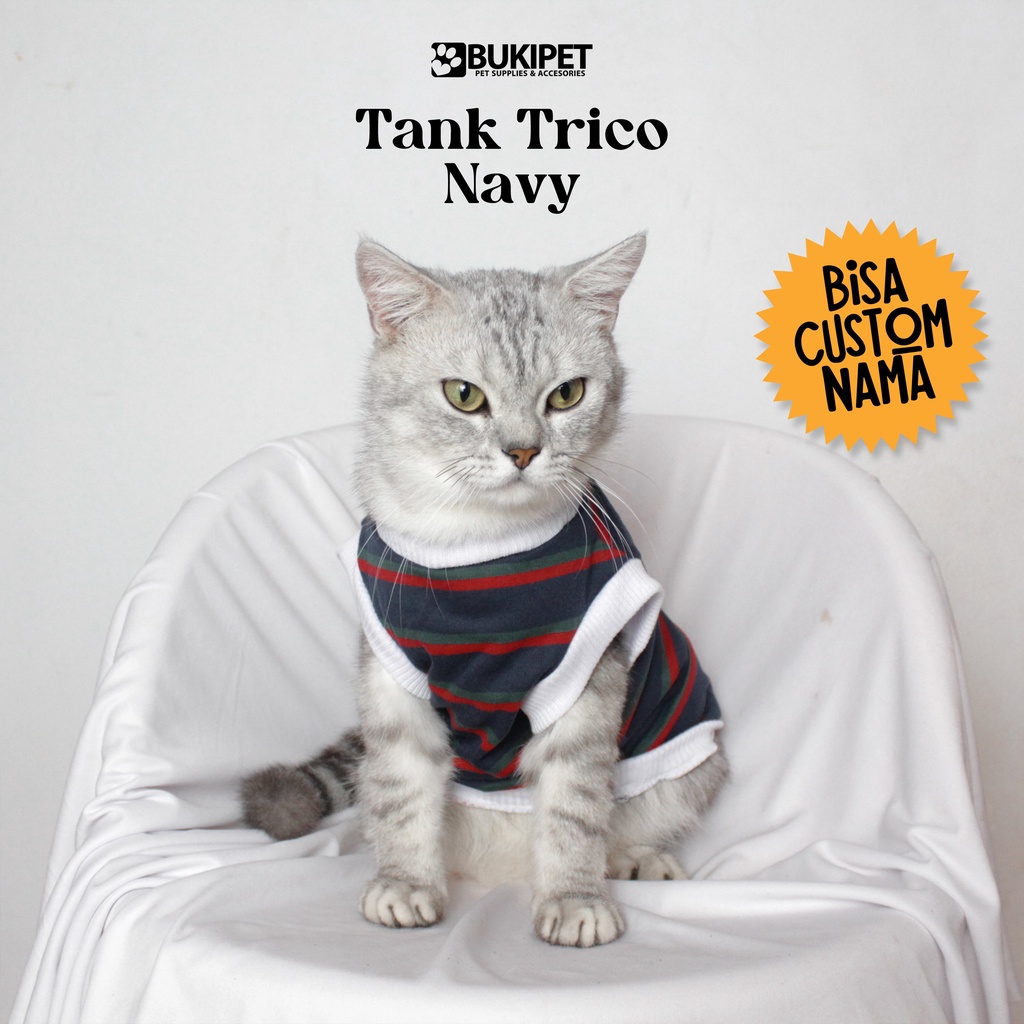 baju kucing anjing kelinci monyet lucu murah aksesoris hewan - BUKI TANK TRICO NAVY SERIES