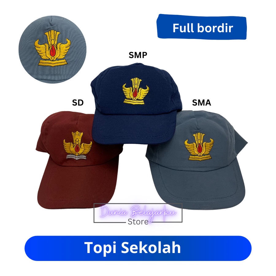 Topi SD SMP SMA Bordir / Topi Sekolah / Topi SD / Topi SMP / Topi SMA