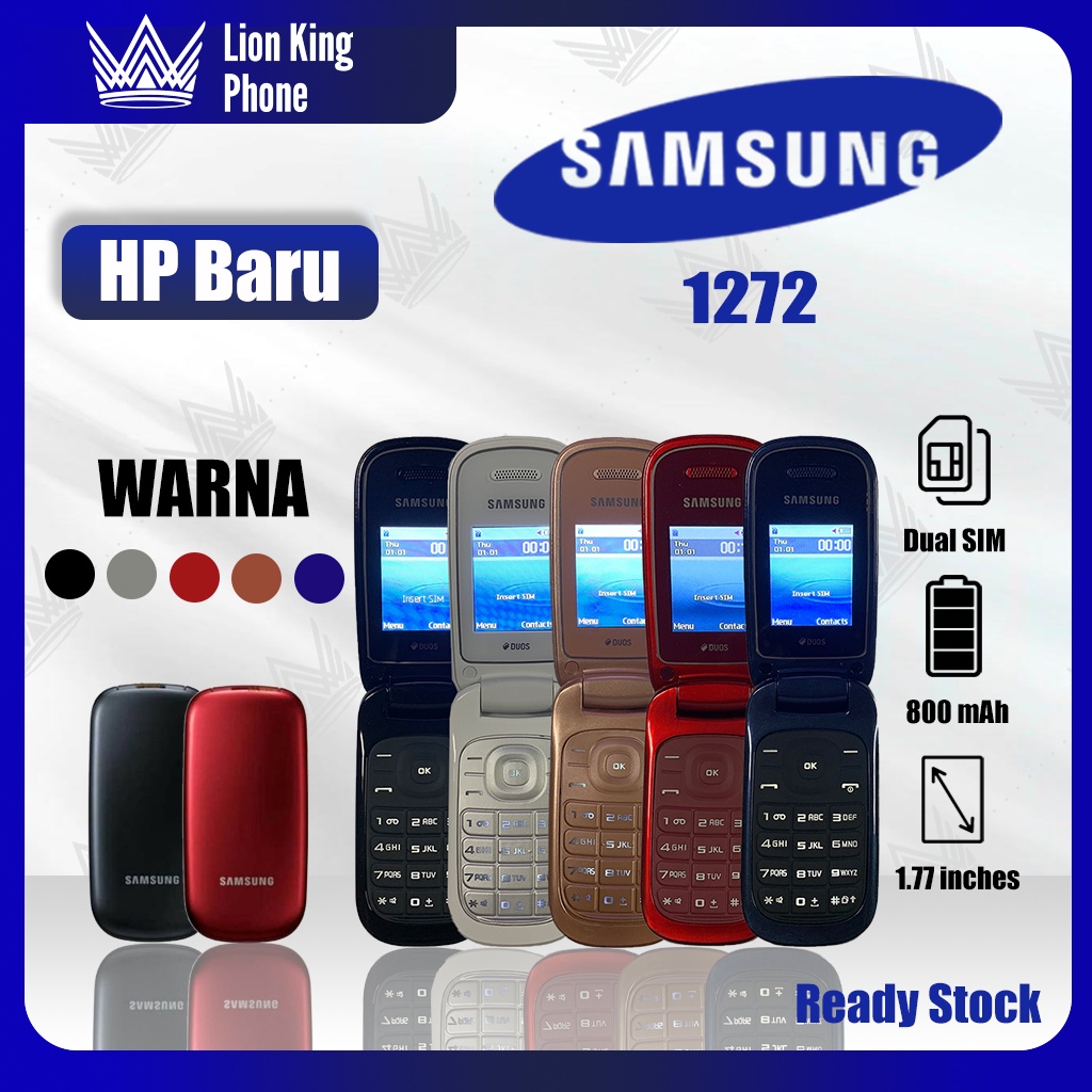 Barang baru Handphone flip SAMSUNG lipat E1272 Baterai 800 Mah Layar 1,77 inci TERMURAH HP SAMSUNG hp jadul samsung lipat samsung lipat 2 sim