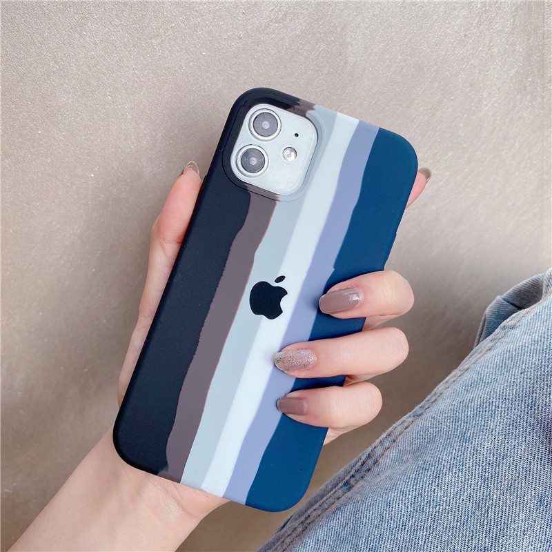 Case Pelindung Shockproof Motif Garis Pelangi Untuk IPhone 11 12 13 14 Pro Max Plus X Xs Max Xr 7 8 Plus