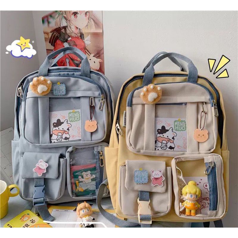 ETALASE KOREA 14/TAS IMPORT ASLI KOREA FREE PIN ACRYLIC LUCU DAN GANTUNGAN BONEKA CUTE/TAS KOREA STYLE UKURAN SD SMP SMA KULIAH REMAJA TERMURAH/TASTAS KOREA IMPORT HIGH QUALITY BAHAN WATERPROOF ANTI AIR FREE PIN ACRYLIC STIKER ANIMASI DAN GANTUNGAN BONEKA