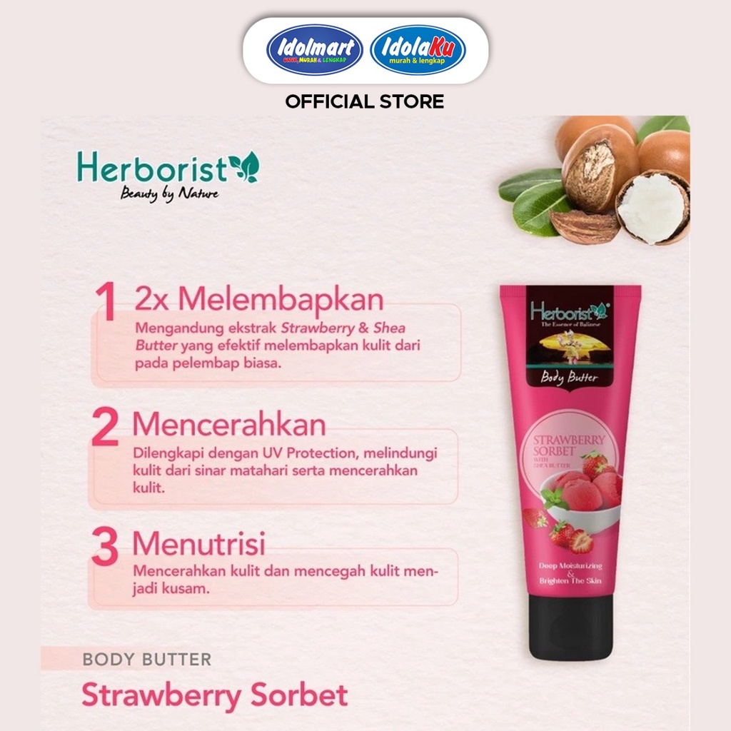 IDOLAKU Herborist Body Butter Strawberry Sorbet 80gr