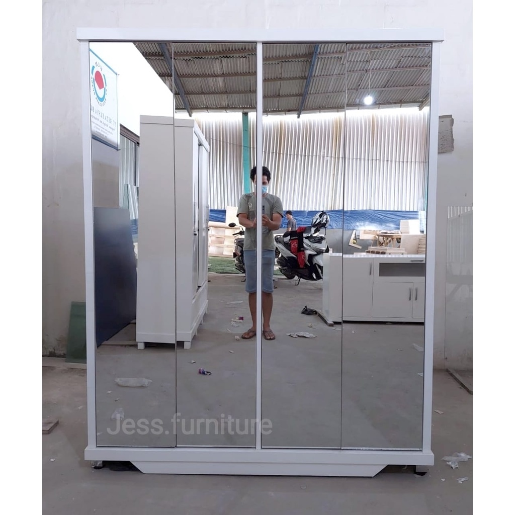 Lemari Gantungan Baju GAMIS Cermin , Lemari Baju Gamis Gantungan Kaca , Lemari Pakaian Putih