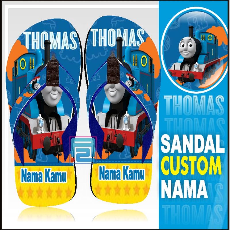 sandal custom nama karakter tomas anak/dewasa FREE custom suka suka