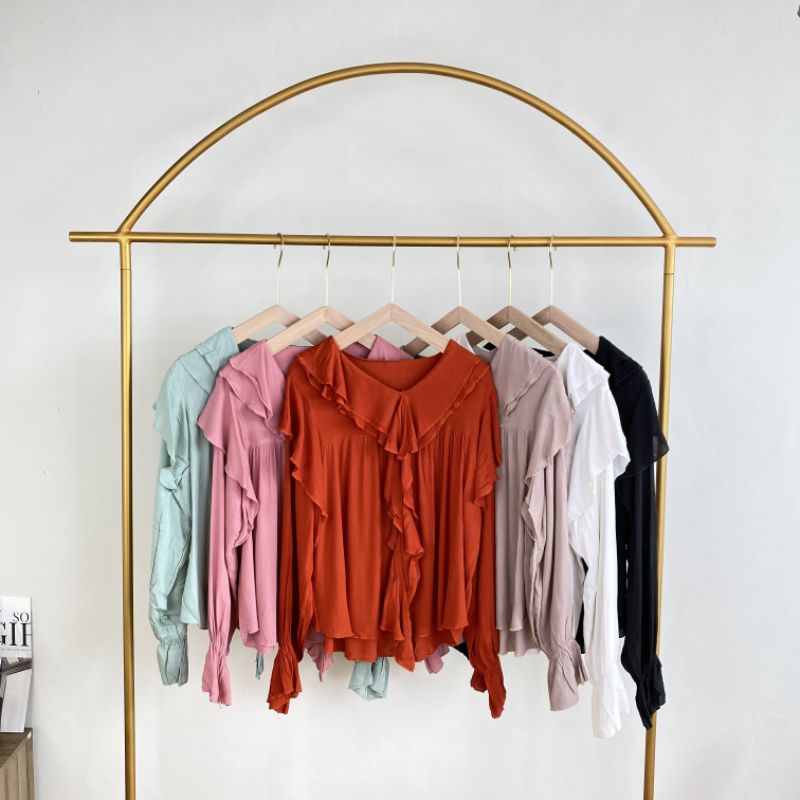 GROSIR BLOUSE RUFFLE CRINKLE AIRFLOW / @76k x 6pcs