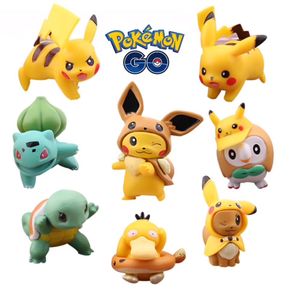 8 Pack / Set Mainan Action Figure Pokemon Pikachu Bahan Pvc Untuk Hiasan Kue