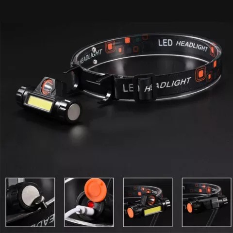 SENTER KEPALA LED HEADLIGHT FLASHLIGHT USB RECHARGEABLE Q5 + COB / SENTER KEPALA LED HEADLIGHT