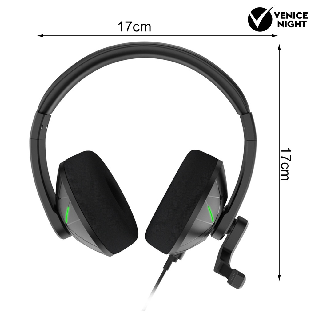 (VNEP) (Berkabel) Headphone Gaming Nyaman Dipakai 3D Surround Sound ABS Gamer Headset dengan Mikrofon untuk PS untuk XBOX