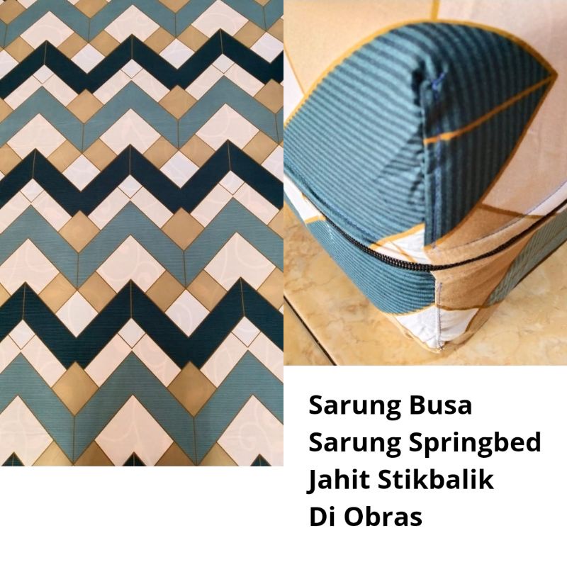 Sarung Busa / Springbed Resleting Cover Motif Amerta Cream Aesthetic | 90x200, 100X200, 120x200, 150