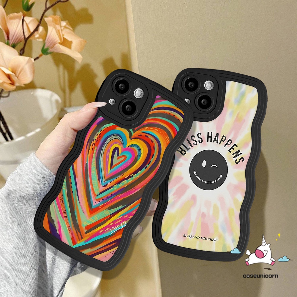 Redmi 12C 10a1 9T 10C 9.9a 9C NFC 10A A1+POCO M3 X3 NFC Pro Redmi Note9 11 10 11s 10s 8 11 10 Pro Max 11Pro+9Pro 9s Ins Smile Gradient Love Heart Rainbow Wavy Soft Case Tepi