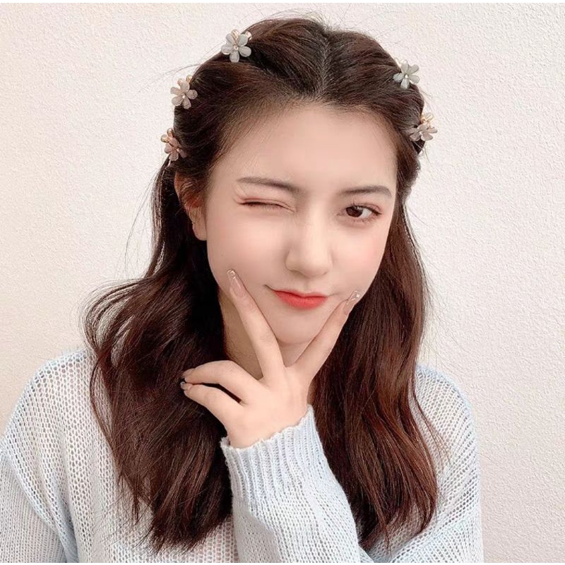 Jepit Rambut Korea Mewah Motif Bunga Daisy Jepit Poni Elegant Hair Claw Clips Jedai Mini Elegan Jepit Korea