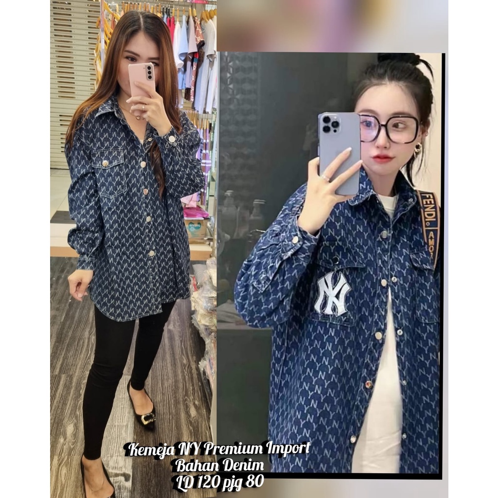 Atasan Branded Import Kemeja Wanita Premium Denim Jumbo