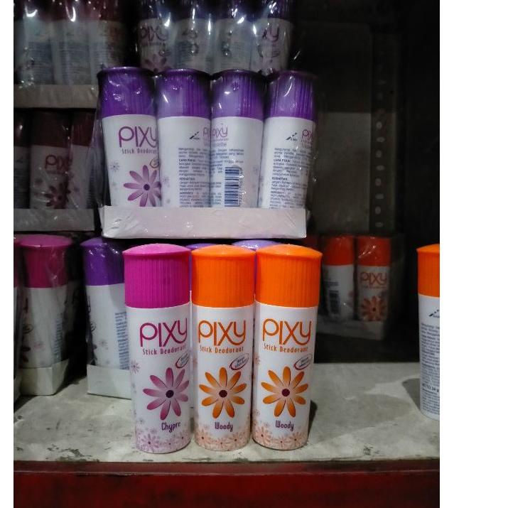 ヶ pixy stick deodorant, varian orange, merah muda dan ungu 34gr. び