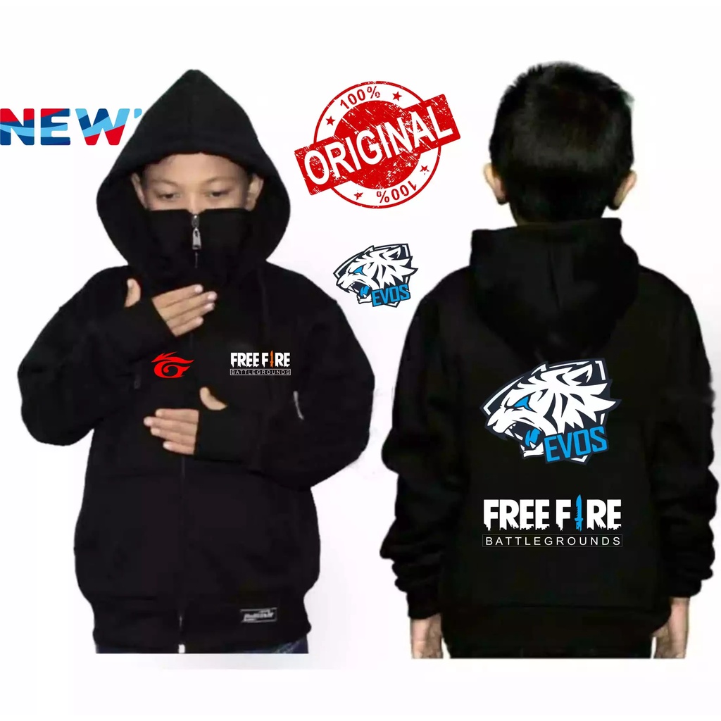 BISA COD) JAKET HOODIE FREEFIRE / SWEATER FREE FIRE GAME GARENA ANAK LAKI LAKI USIA 7-13 TAHUN