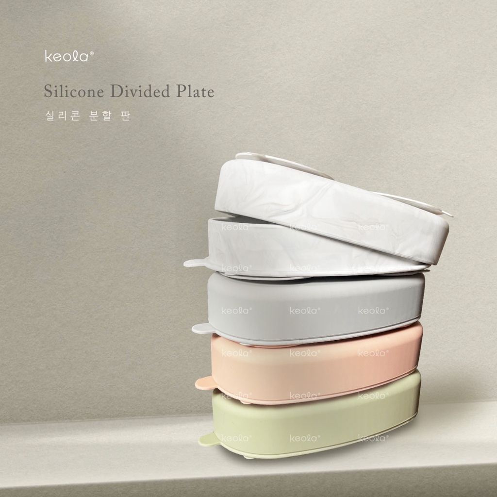 MD - Keola Premium Silicone Divided Plate With Suction / Silicone Lunch Box / Travel Plate Baby  / Piring Makan Anak