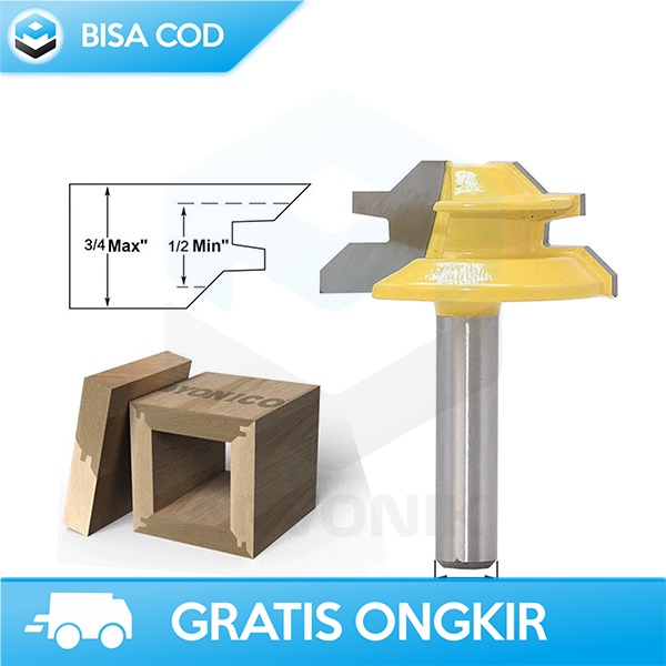 MATA PROFIL ROUTER BIT MATA BOR SAMBUNG KAYU 45 DEGREE 8MM 1/2INCH