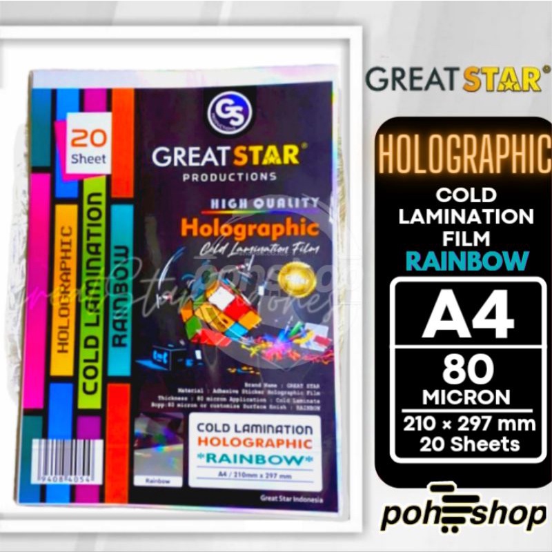 

Great Star Holographic Cold Lamination Film Rainbow A4/80mic 20s