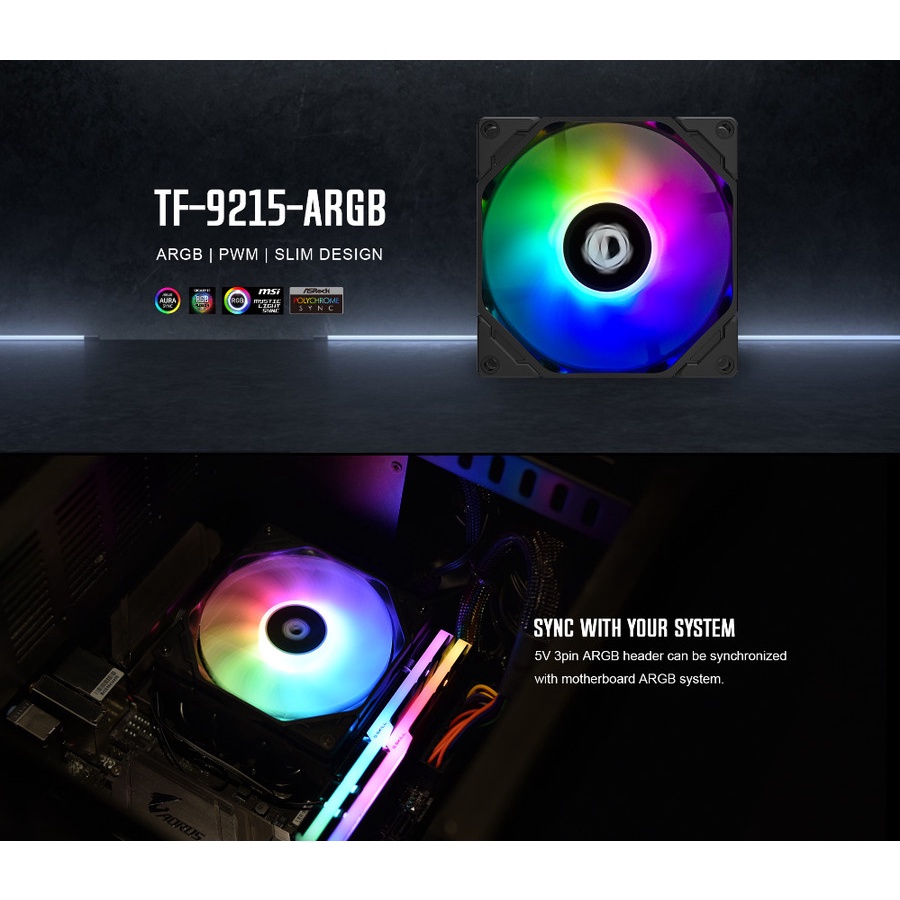 Fan ID-COOLING TF-9215-ARGB | 92mm SLIM PWM ARGB Sync