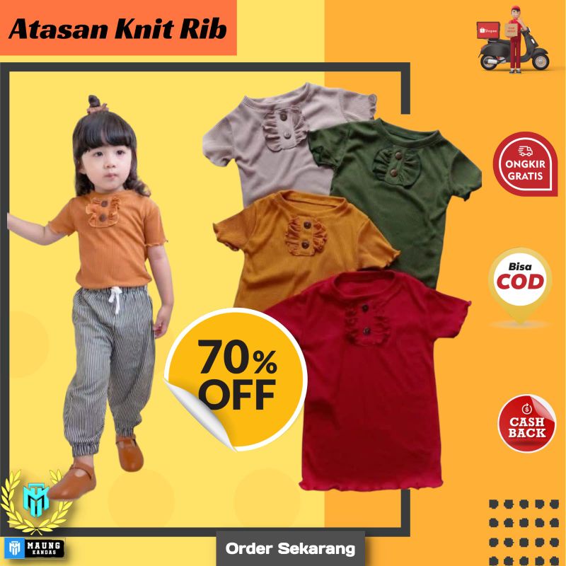 Baju Anak Ruffle Tee Rib Knit 2-4 Tahun