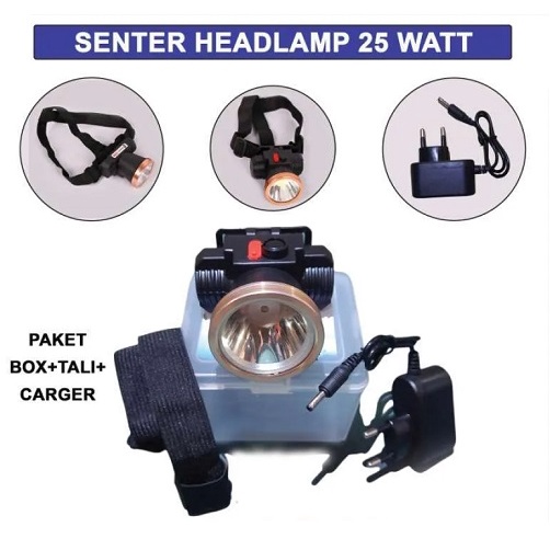 Senter Kepala Charger Super Headlight 25 Watt Super Terang Tahan 20 Jam Seri HSK9825 HAKAMITSU