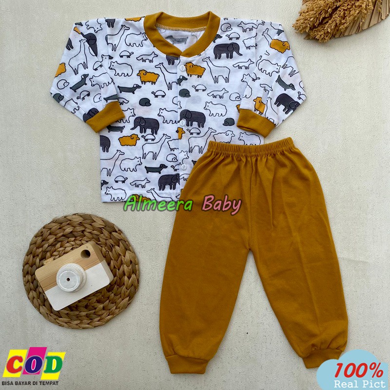 Setelan Baju Bayi Piyama Bayi Lengan Panjang Kancing Depan Usia 3-12 Bulan Almeera Baby and Kids