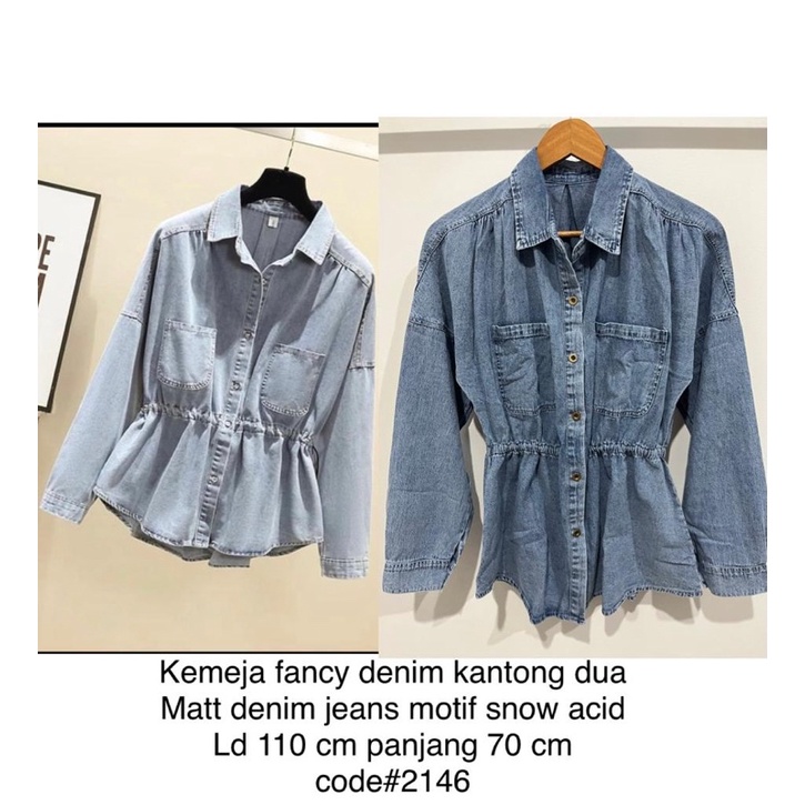 Mercy Denim Two Pocket Shirt | Kemeja Hangout | Kemeja Denim | Kemeja Wanita | Kemeja Unik