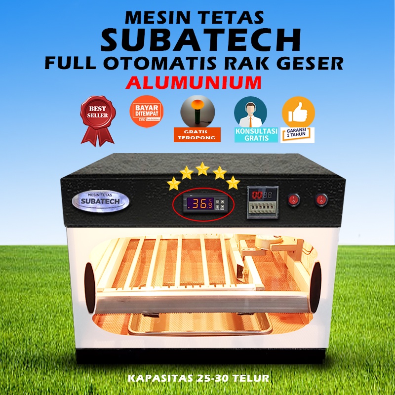 Mesin Tetas Telur Full Otomatis Penetas Rak Geser Alumunium MTFORGA2530 SUBATECH