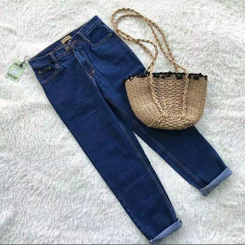 CELANA BOYFRIEND JEANS WANITA BF POLOS WANITA BIG SIZE 27-38