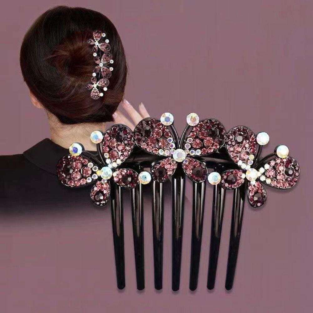 Needway   Sisir Rambut Kupu-Kupu Hiasan Kepala Pengantin Aksesoris Rambut Pengantin Wedding Hair Curler Untuk Wanita Korean Style Hair Clip