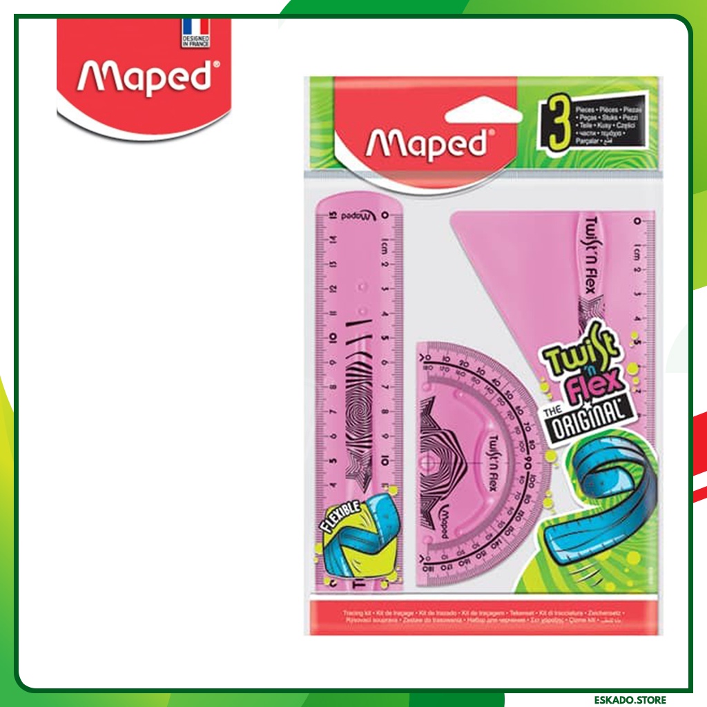 Penggaris Maped Twist'n Flex Set-3 / Penggaris Lentur Set (Warna Random)