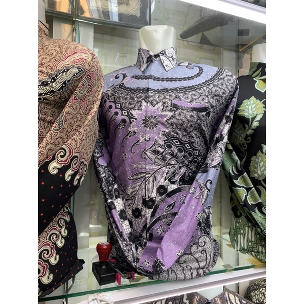 UL LV Batik couple ayah dan anak Pria Lengan Panjang lapisan puring,warna ungu lilac,warna lavender,Batik Premium,Batik Modern,Batik Jumbo,Batik Solo,Batik Kantoran