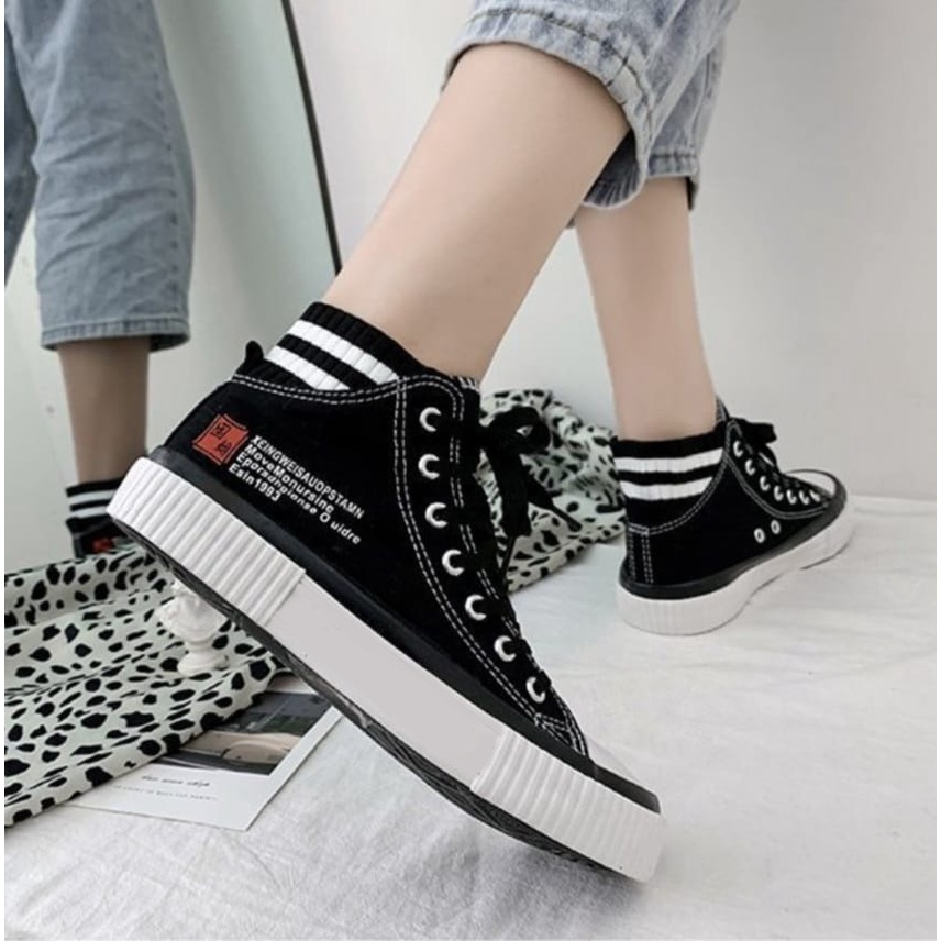 Sepatu Sneakers Kanvas Higt Import Korean Style AS178