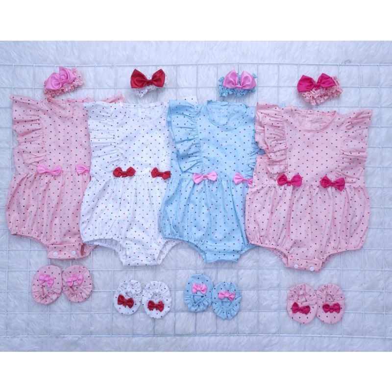 Baju bayi perempuan Jumper bandana + separu