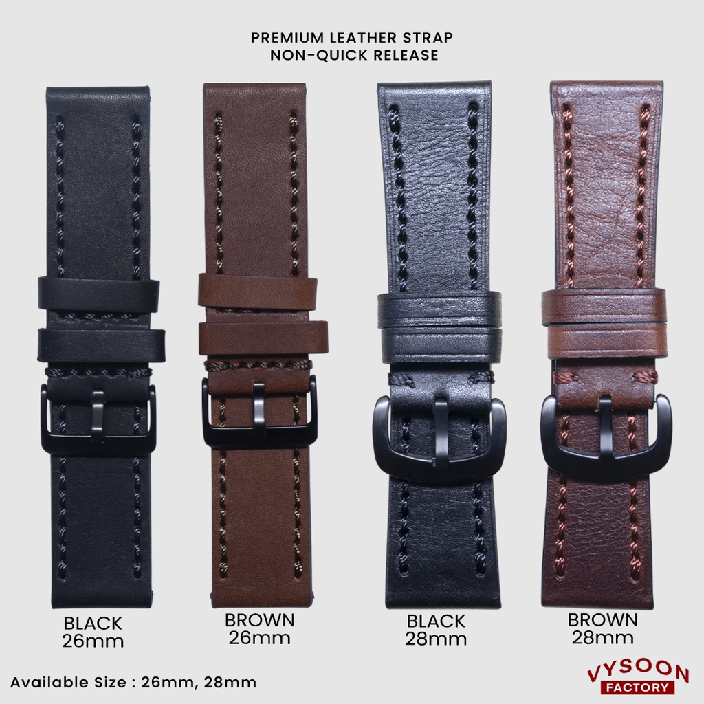 Strap Kulit Jam Tangan Tali Kulit Pengganti Premium 26mm 28mm Pria SF