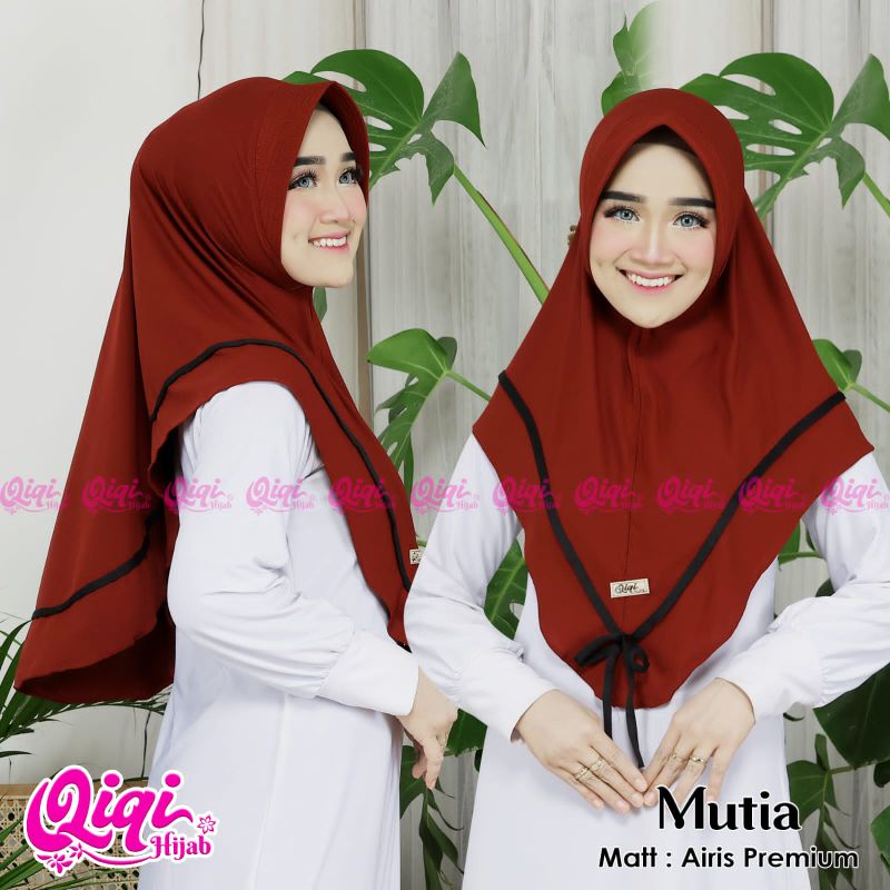 [Qiqi Hijab) MUTIA••hijab pet list••hijab instan Jersey premium