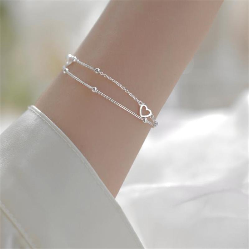 Gelang Wanita Rantai Hati Double Layer Stainless Dalika