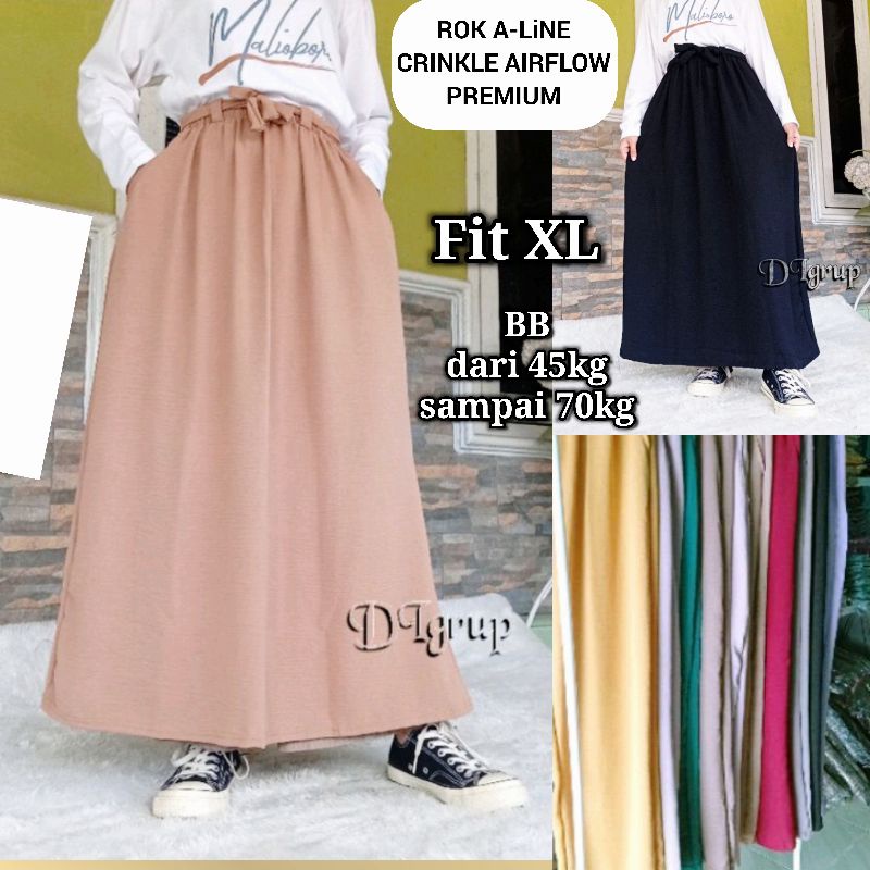 ROK A LINE CRINKLE AIRFLOW IMPORT PREMIUM ALL SIZE FIT SIZE XL BB SAMPAI 70KG / ROK PANJANG LEBAR BAHAN AIRFLOW PREMIUM / ROK CRINKLE HIGH WAIST / SKIRT CRINKLE AIRFLOW IMPORT PREMIUM / ANROK CRINKLE TERBARU / ROK  WANITA TERBARU 2023 / SHOLIHATSTORE