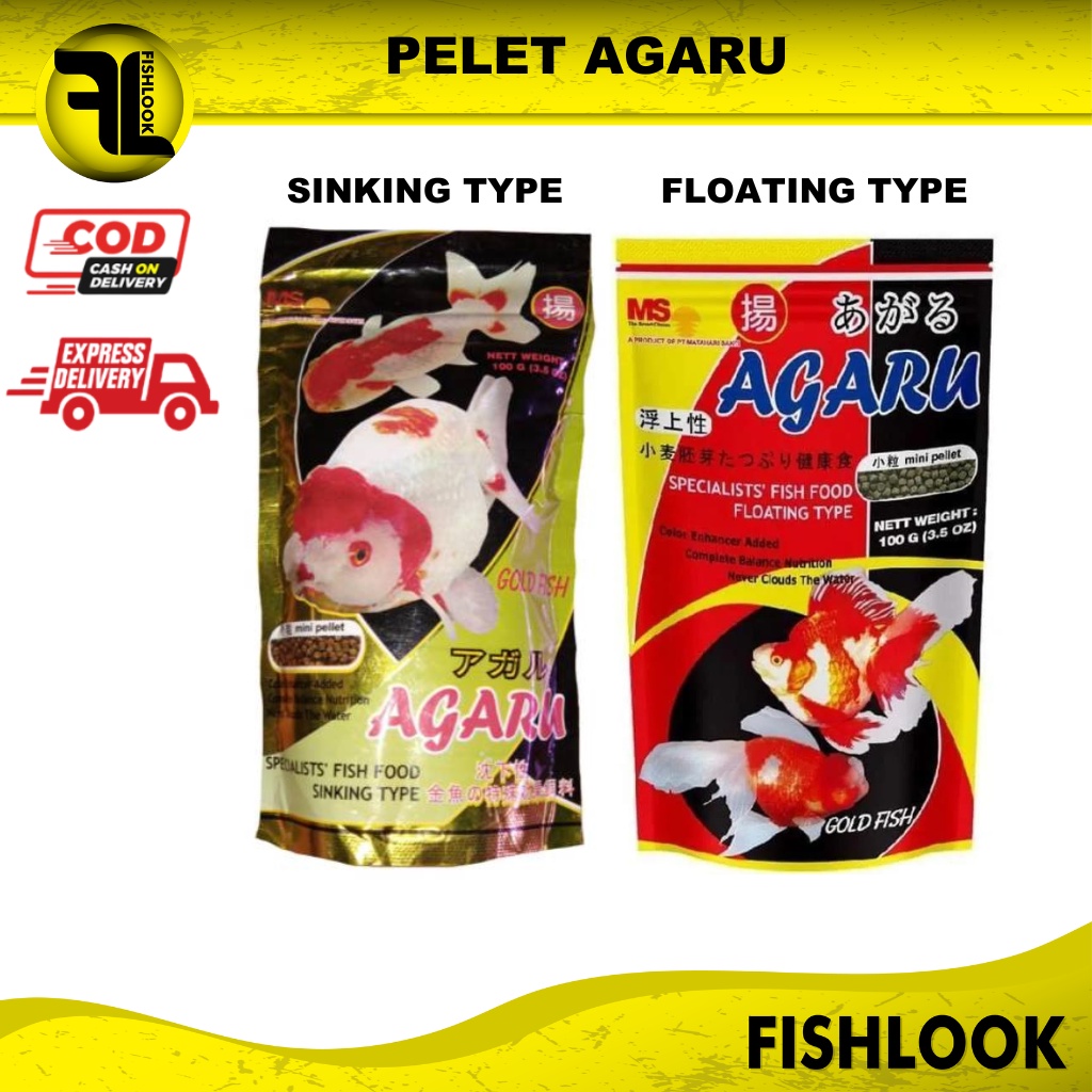 AGARU PELET MAKANAN ikan hias mas koki fish food aquarium sinking floating