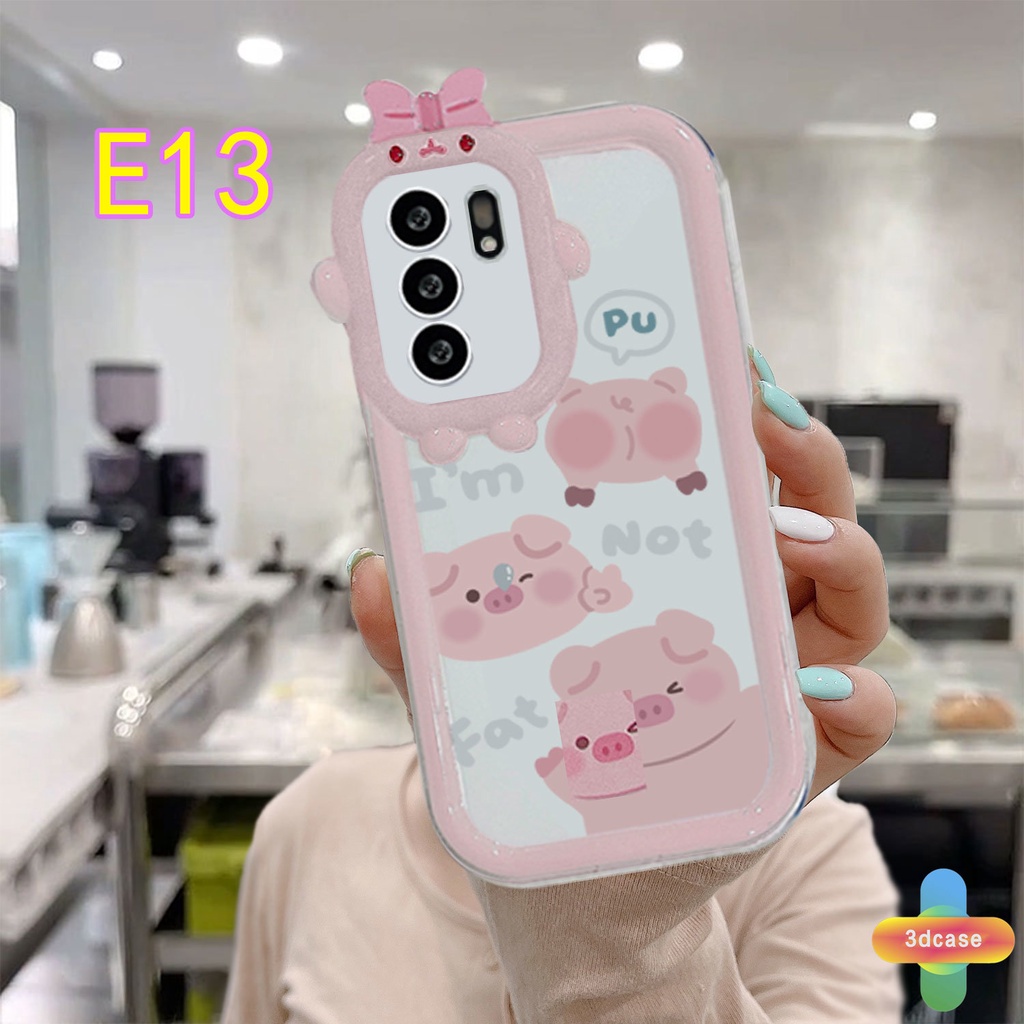 Case OPPO A16 A95 A57 A55 A7 A15 A54 A5S A3S A56 A76 A96 A77S A5 A9 A31 A53 A33 2020 A12 A1K A16E A16K A54S Reno 5 Lite 5F A74 A15S A52 A11K A92 A35 A11 A93 A32 A72 A94 A53S F19 F17 21 PRO A16S A77 A57S A57E Pink Piglet Little Monster Lens Anti-fall Case