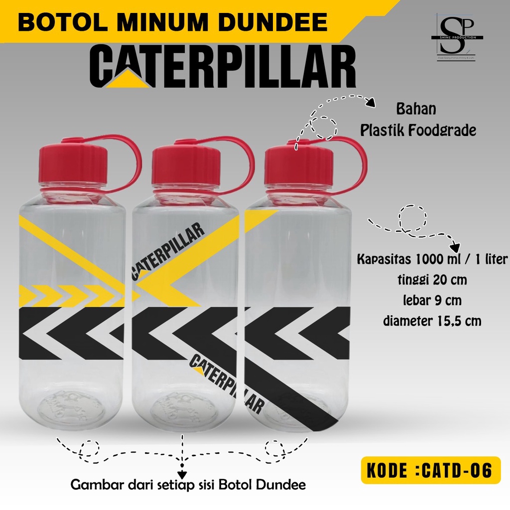 Botol Minum 1 Liter Caterpillar Not Official Bukan Original Bahan Plastik BPA FREE