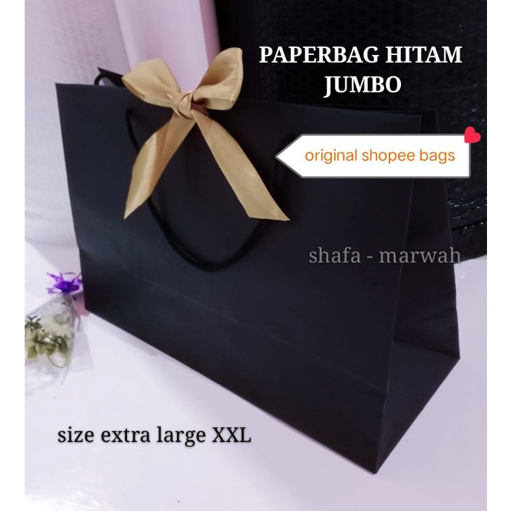 

PROFESSIONAL SUPER JUMBO PAPERBAG SUPER BLACK || termasuk pita || 37 x 15 x 25