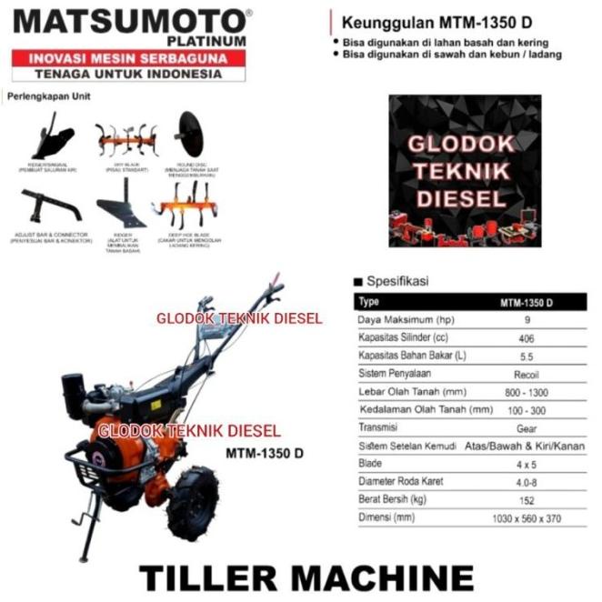 Ni836 Mesin Traktor Mini Cultivator Matsumoto Mtm-1350 D Ladang Kering