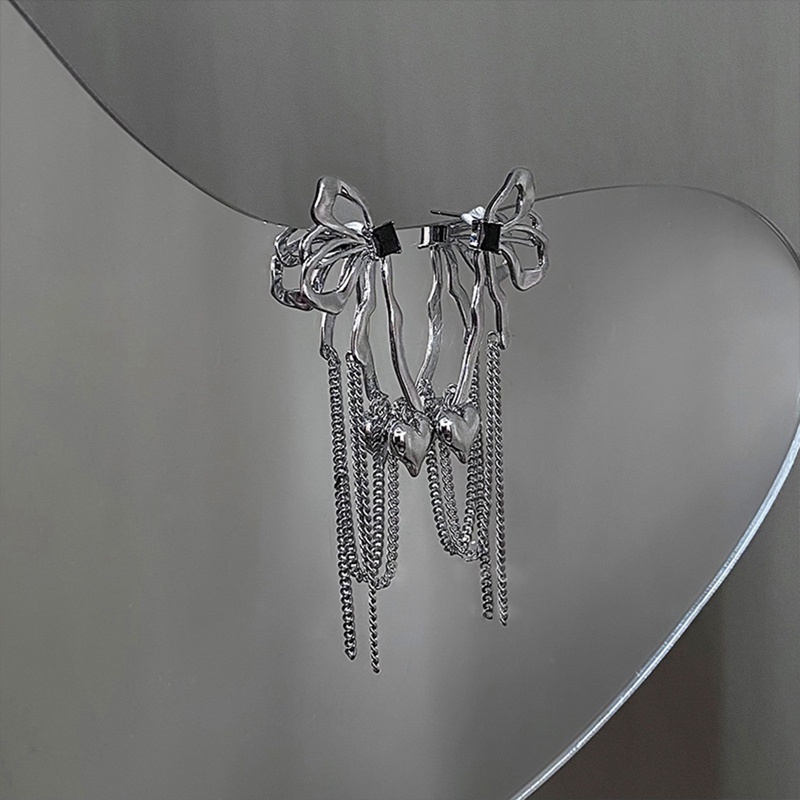 Fancyqube Fancycube Anting Rantai Panjang Model Kupu-Kupu Hati Aksen Berlian