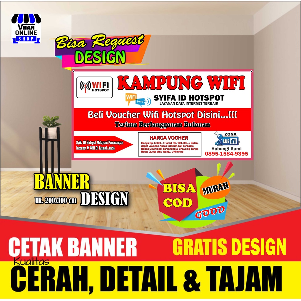Spanduk Banner Jasa Pasang Wifi, Jual Voucher Wifi, Hotspot Keren