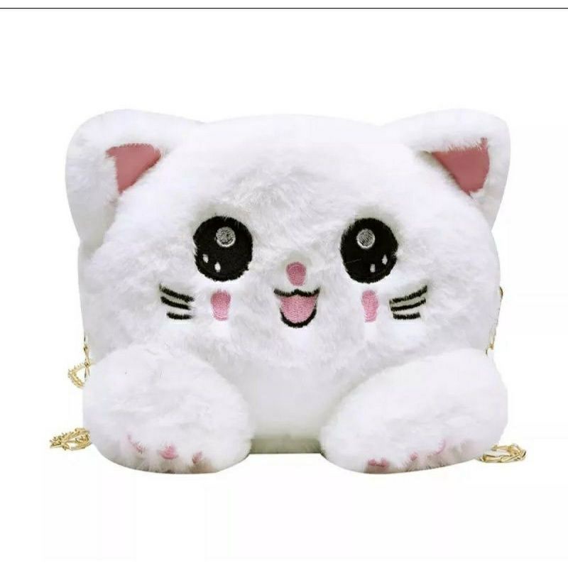 Tas Selempang Boneka Kucing | Tas Selempang Miaw | Bahan Bulu import dari korea | Murah Bisa COD