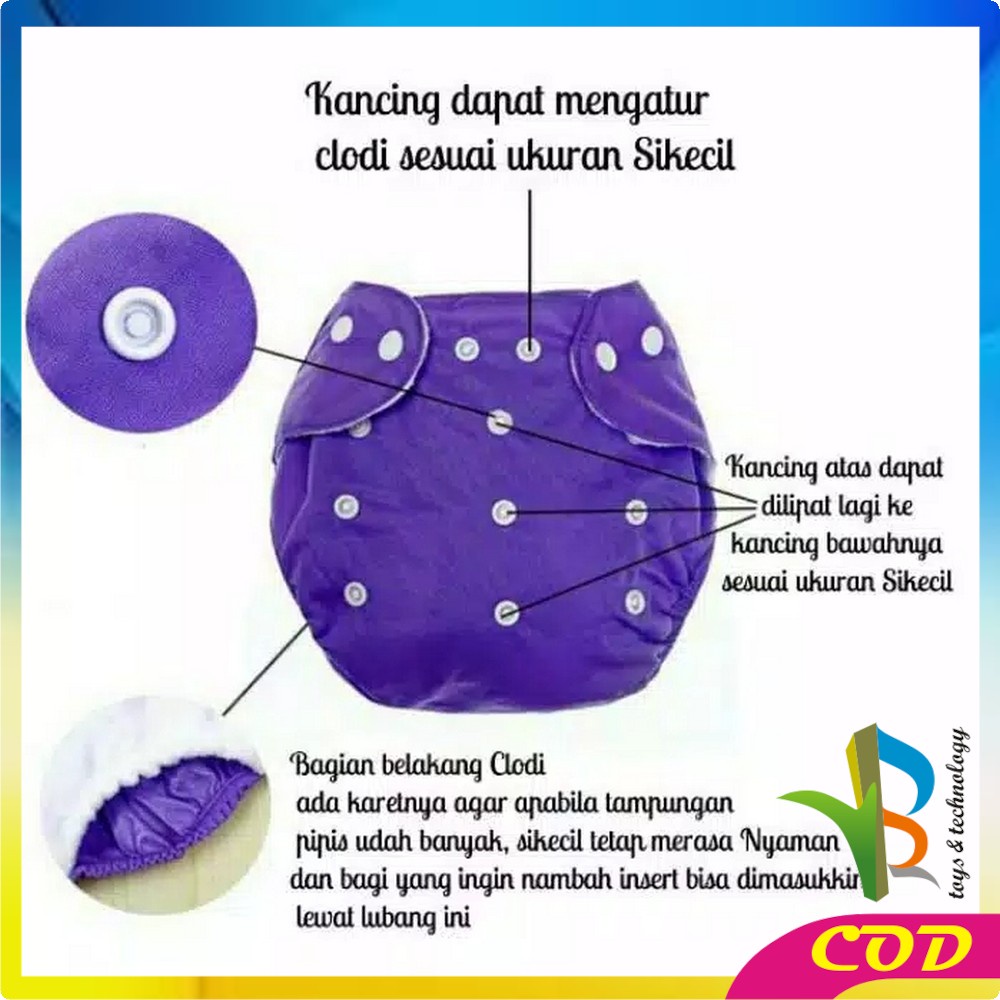 RB-P1 POPOK Bayi Kain Kancing Cloth Diaper Clodi Bayi Dapat Dicuci / Popok Polos