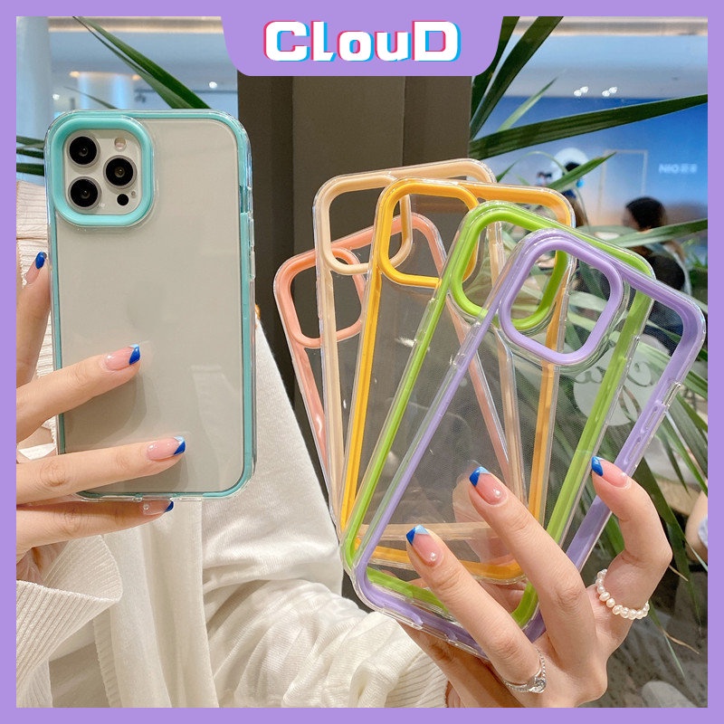 Soft Case Tpu Transparan 3 in 1 Warna Macaron Untuk OPPO A76 A96 A36 A16K A16E A55 A77s A9 2020 A11 A16s F11 Reno 7 8 6